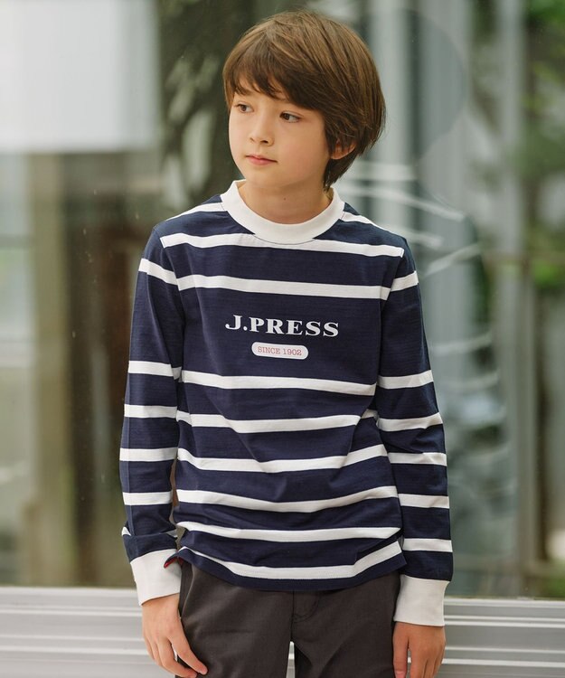 J.PRESS KIDS 【140-170cm】ボーダー カットソー ネイビー系1