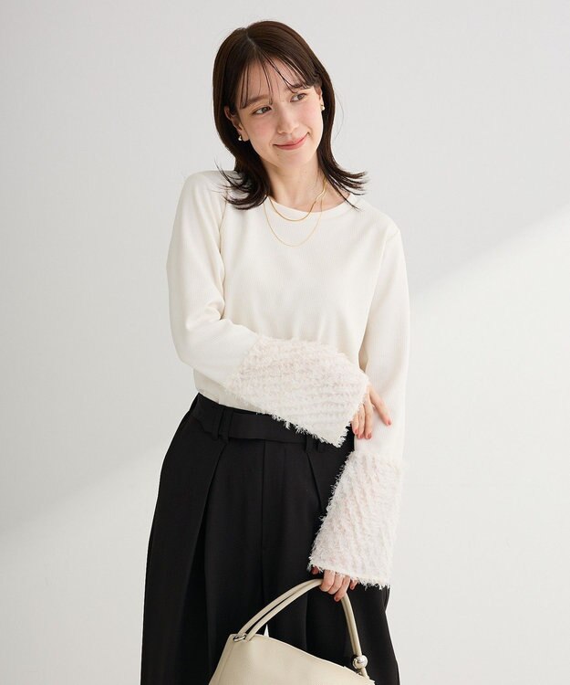 Green Parks 袖フェザードッキングプルオーバー Ecru