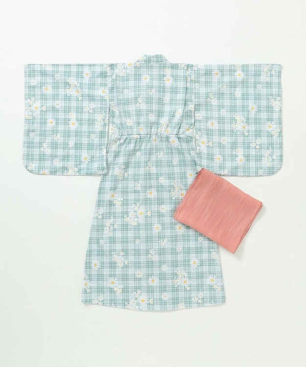 組曲 KIDS 【S-Lサイズ】マーガレットチェック 浴衣 セージ系5