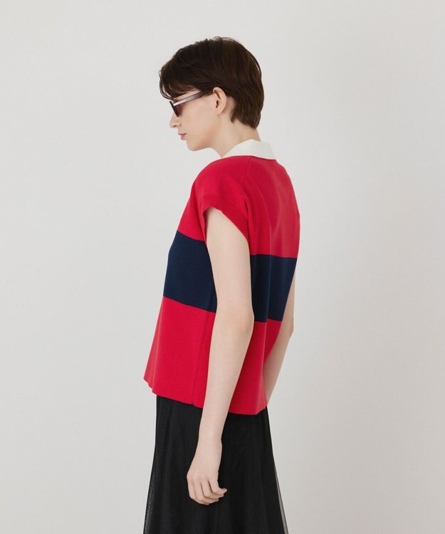 GRACE CONTINENTAL ラガーポロニットトップ レッド