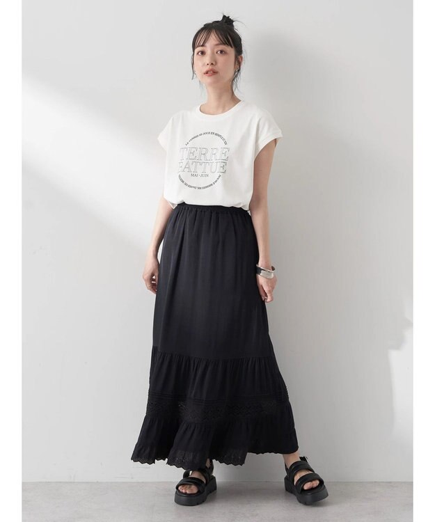 earth music&ecology レースティアードスカート Black