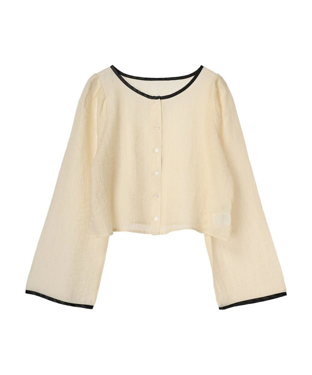 earth music&ecology シアーパイピングシャツ Ivory