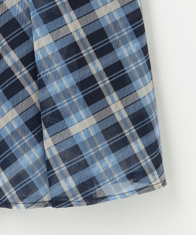 Feroux 楊柳チェックフレア スカート ネイビー系2