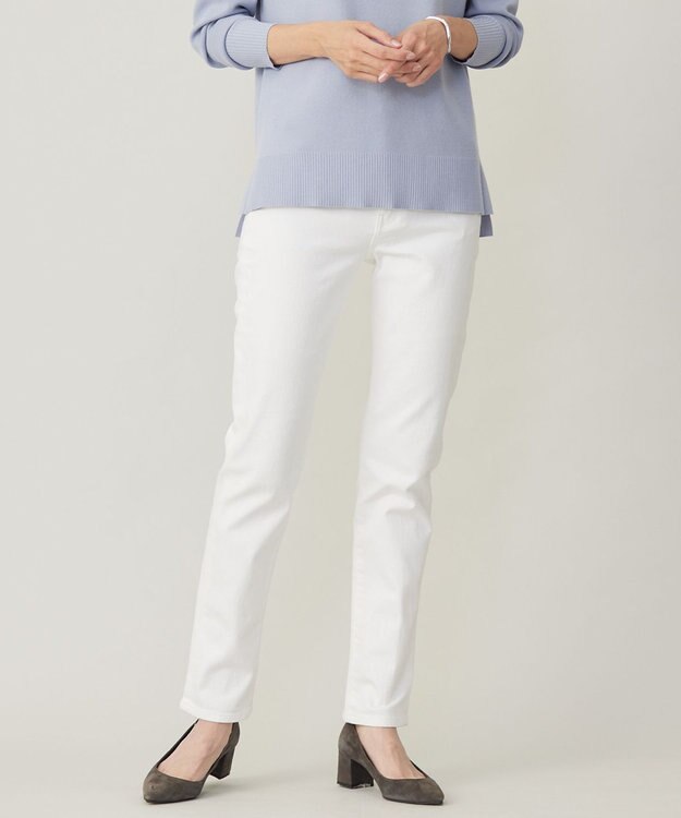 J.PRESS LADIES S 【洗える】BASIC STRETCH DENIM スキニー パンツ ホワイト系