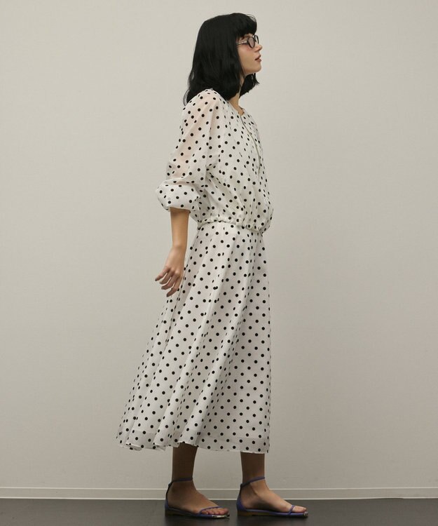 GRACE CONTINENTAL ドットフロッキーブルゾン ホワイト