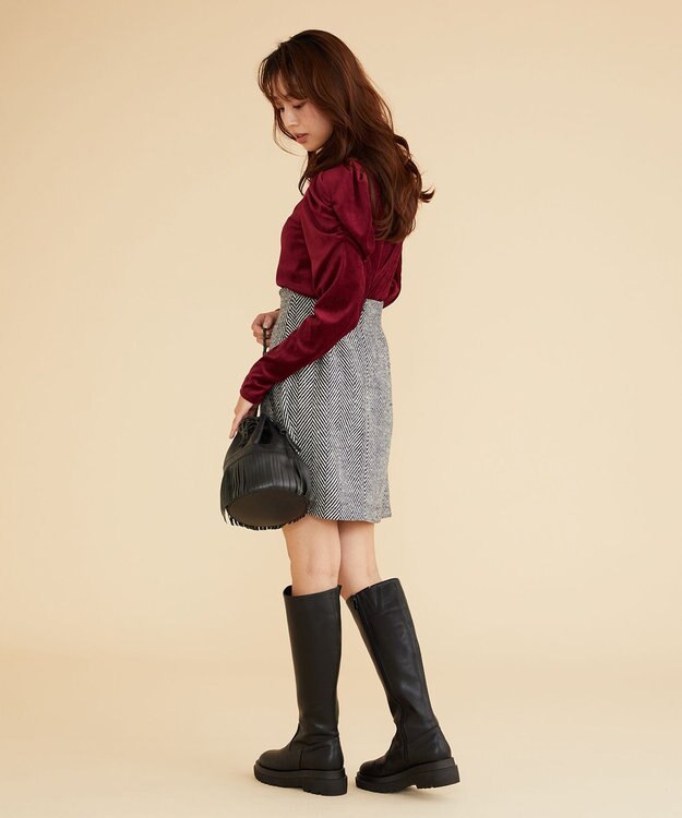 Feroux 【古畑星夏さん着用】ギャザーショルダーベロア プルオーバー ワイン系