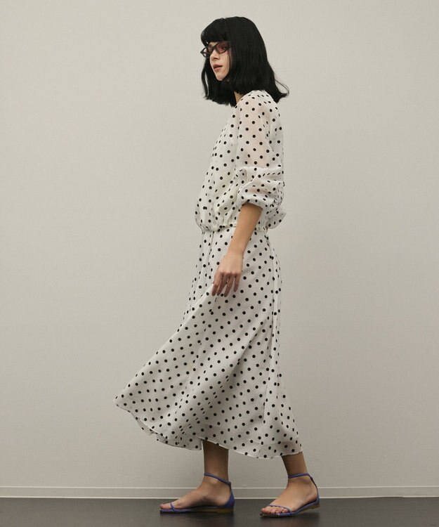 GRACE CONTINENTAL ドットフロッキーブルゾン ホワイト