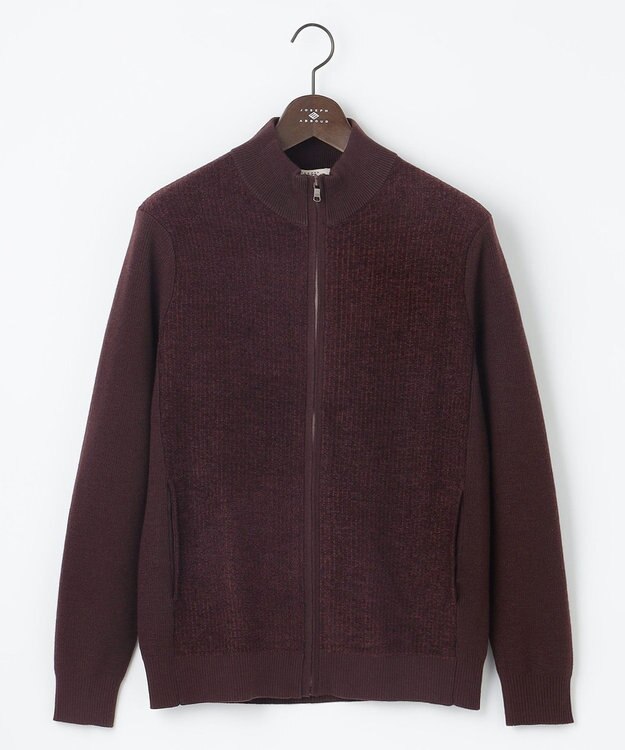 JOSEPH ABBOUD 【軽量/イージーケア】 KARL KARLジップ ニット ブルゾン ワイン系