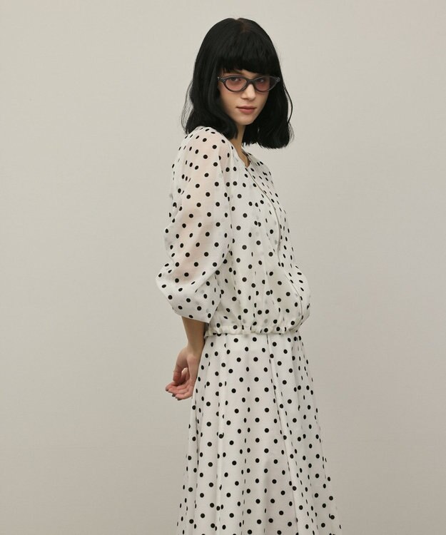 GRACE CONTINENTAL ドットフロッキーブルゾン ホワイト