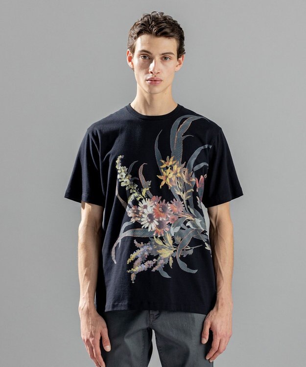 JOSEPH HOMME ピクセルフラワープリント　Ｔシャツ ブラック系