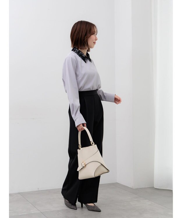 Te chichi 【雑誌掲載アイテム】ダブルクロスイージーワイドパンツ ブラック