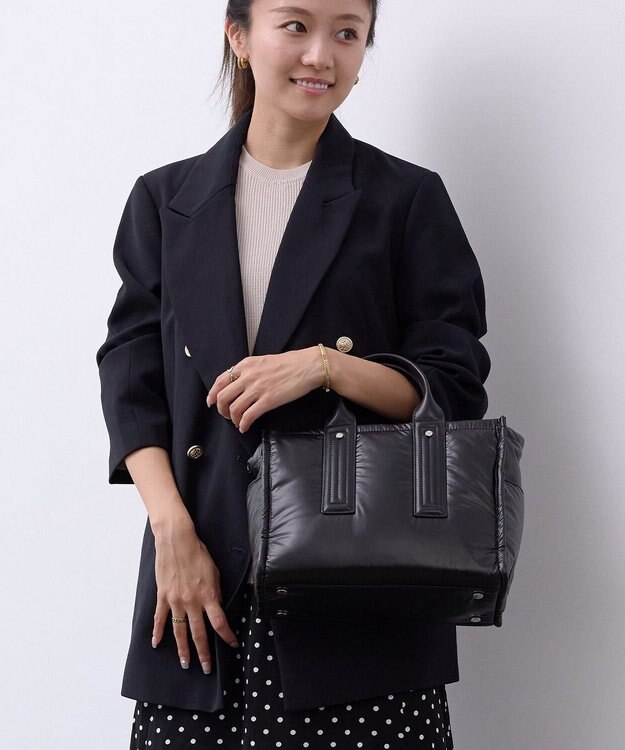 TOPKAPI 【TREASURE TOPKAPI】メタリック パデット ショルダー付 トートバッグ ブラック