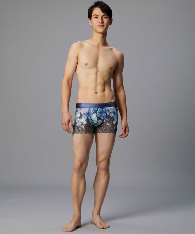 WACOAL MEN WACOAL MEN 【レースボクサー】 ボクサーパンツ フロント快適グラマラス 通気性 スカラ始末(裾部分) 前閉じ レース 下着 メンズ WT3826 /ワコールメン ダークグレー