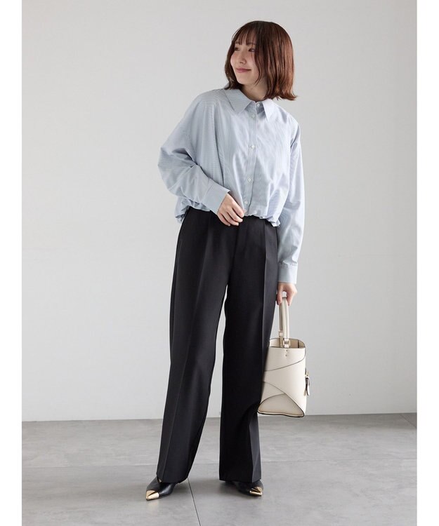 Te chichi 【雑誌掲載アイテム】ダブルクロスイージーワイドパンツ ブラック