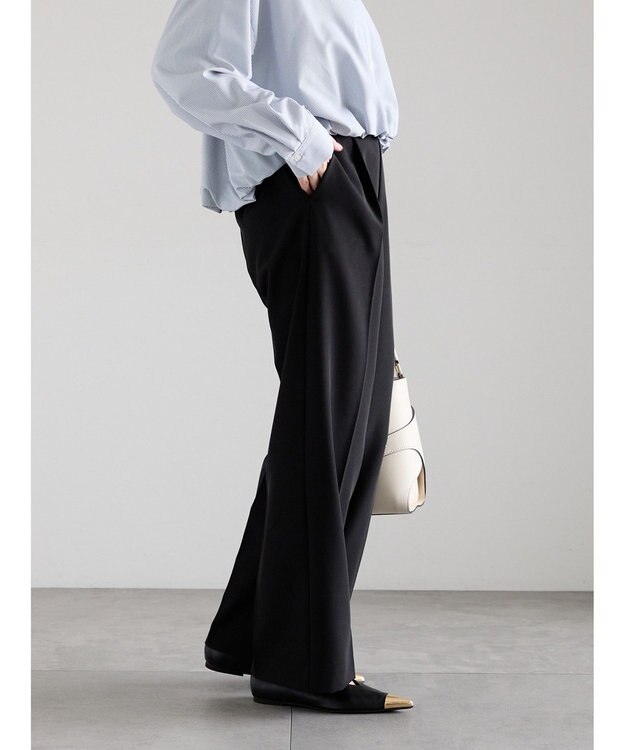 Te chichi 【雑誌掲載アイテム】ダブルクロスイージーワイドパンツ ブラック