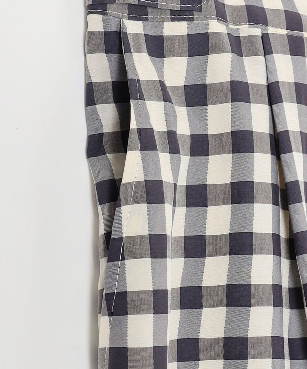 J.PRESS LADIES S 【洗える】アセVisギンガム イージー パンツ スレート×ベージュ系