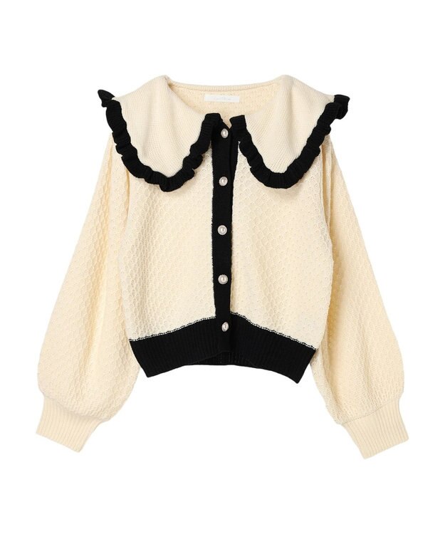 Green Parks ・Ｐｅｔｉｔ　Ｆｌｅｕｒ　ビッグカラーニットカーデ Ivory