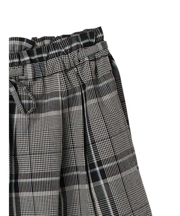 Green Parks 綿麻混バギーパンツ Check Black