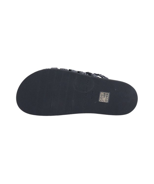 INTER-CHAUSSURES 【ANGEL ALARCON】フットベッドラフィアサンダル ブラック雑材