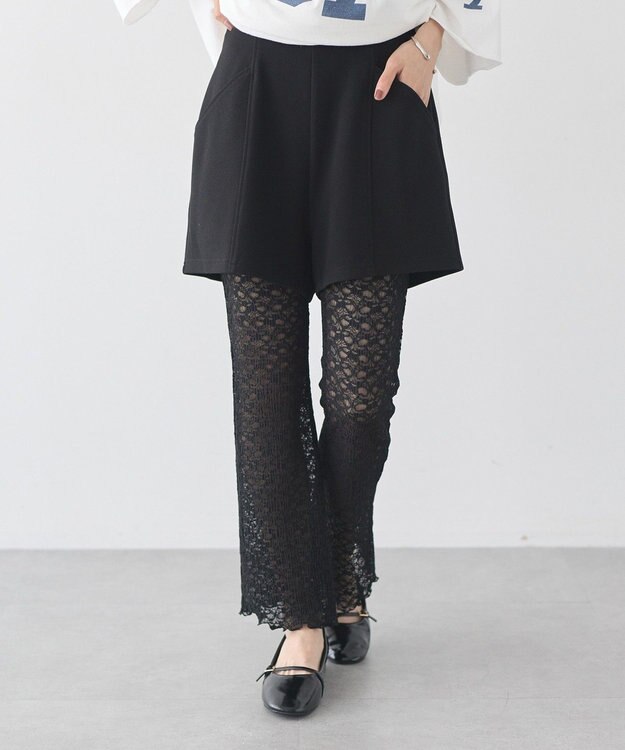 earth music&ecology カットツイルショートパンツ Black