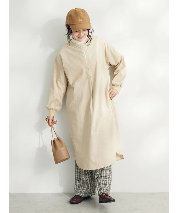 CRAFT STANDARD BOUTIQUE コーデュロイリブ付きワンピース Ivory
