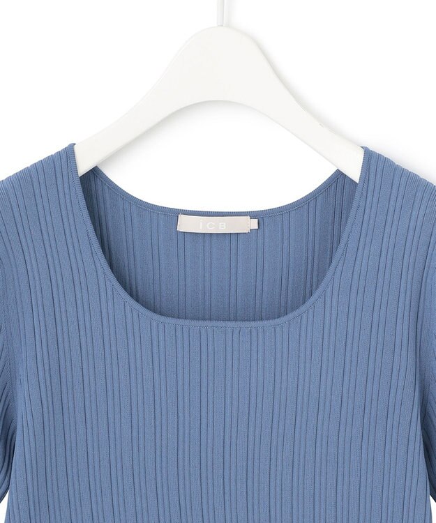 ICB L 【新色追加・洗える】シンセティックハイゲージ 5分袖リブニット スマルトブルー系