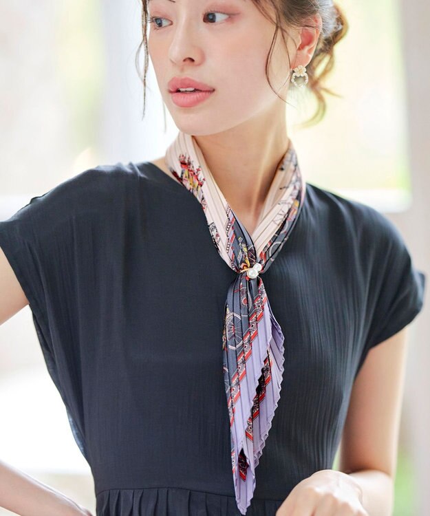 Tiaclasse プリーツスカーフ パープル