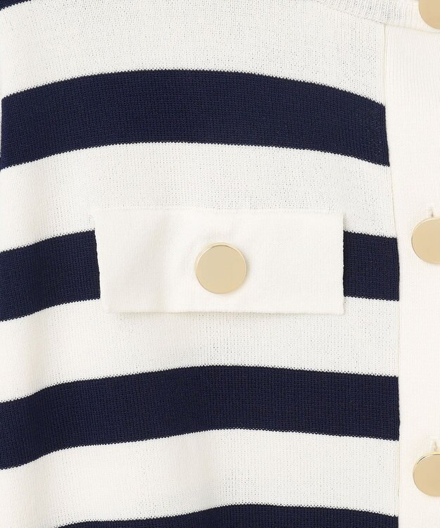 GRACE CONTINENTAL ニットボーダーカーディガン ネイビー