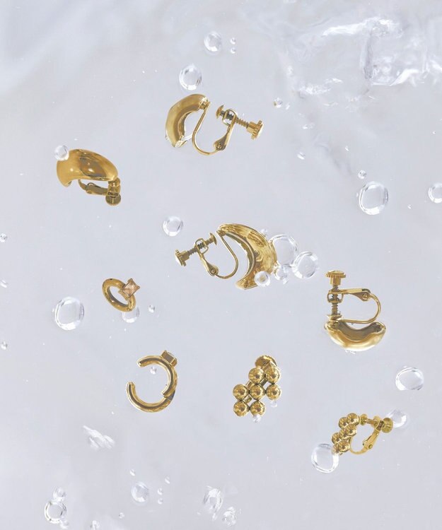 Phoebe 【金属アレルギー対応】ワンタッチビジューフープミニピアス　ゴールド/サージカルステンレス ゴールド