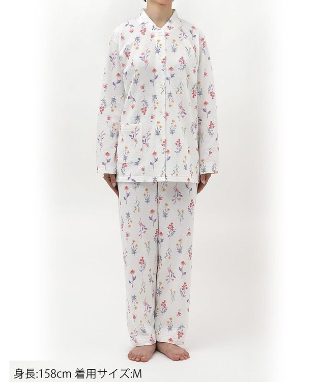 Wing パジャマ 綿混(本体) あったか 冬 長袖 長ズボン レディース EP6021 ウイング／ワコール ホワイト