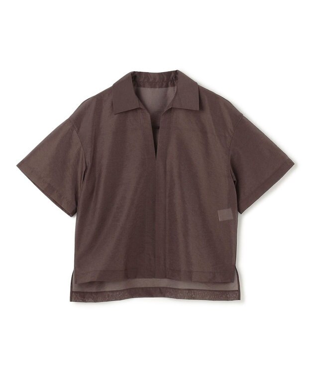 uncrave シアー オーガンジー ショート シャツ ブラウン