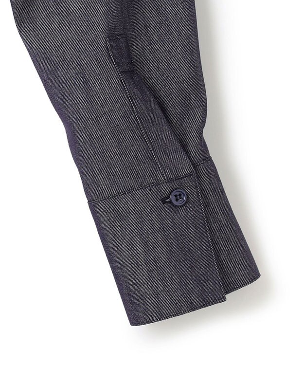 ICB 【洗える】リアクティブソフトデニム バンドカラーシャツ インディゴ系