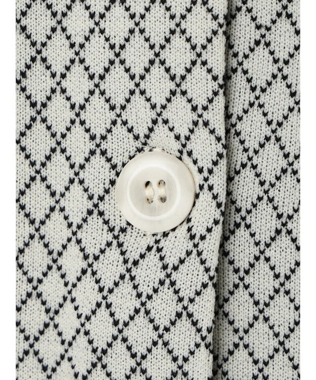 earth music&ecology ダイヤ柄ジャガードカーディガン Off White