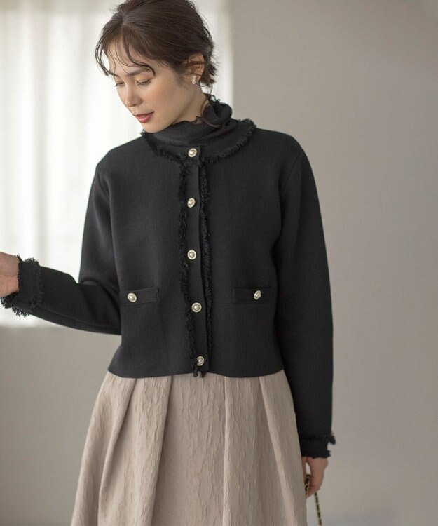 組曲 ビジューボタンニットジャケット ブラック系