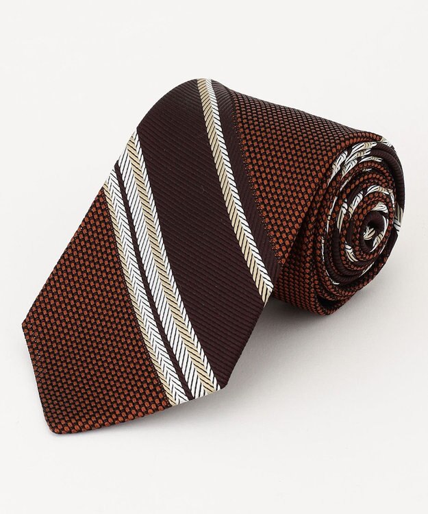 J.PRESS MEN 【JAPANESE SILK FRESCO TIE COLLECTION】マルチストライプ ネクタイ ブラウン系2