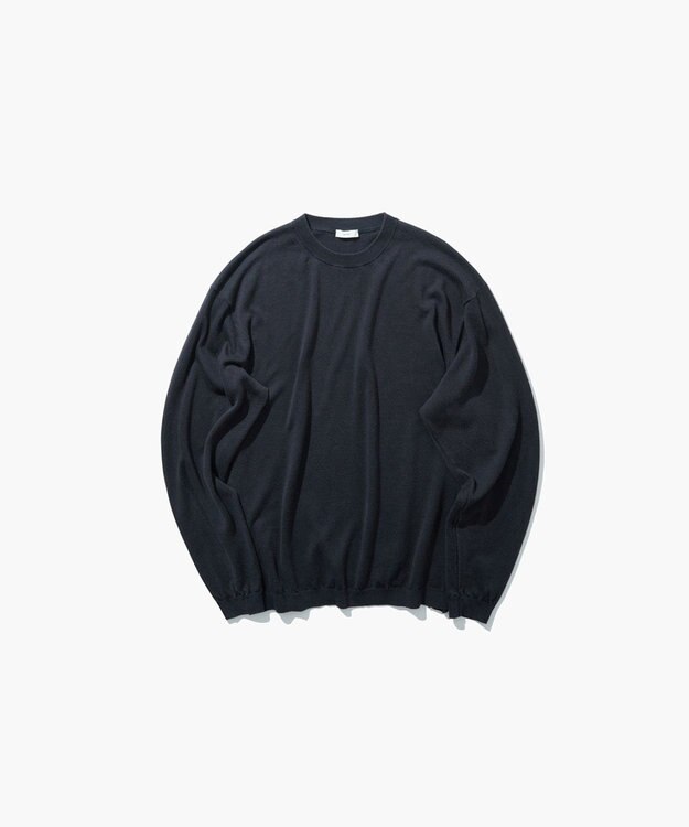 ATON GARMENT DYED SILK WASHI | クルーネックセーター - UNISEX BLACK