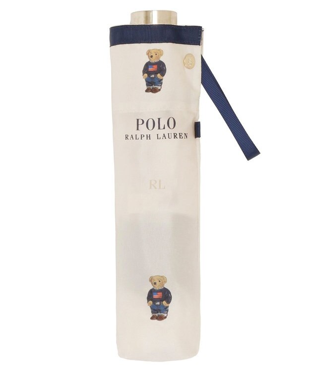 MOONBAT POLO RALPH LAUREN （ポロ ラルフローレン）折りたたみ傘 FLAG BEAR ポロベア ドット 大きめ55cm オフホワイト