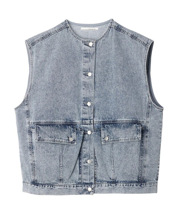 Green Parks ・ＥＬＥＮＣＡＲＥ　ＤＵＥ　ノーカラーデニムベスト Blue