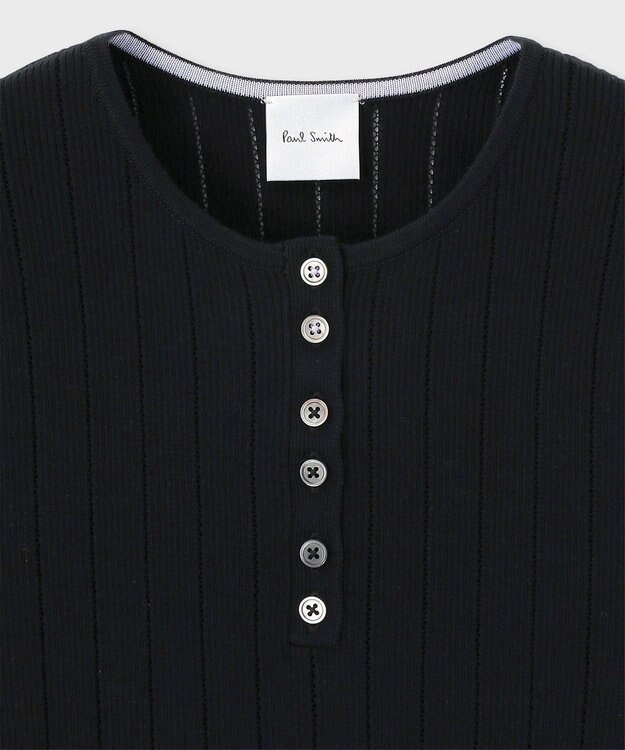 Paul Smith 【洗える】リブアイレット 半袖ニット ブラック