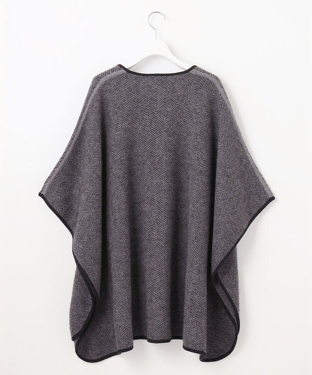 自由区 ヘリンボーン ポンチョ グレー系