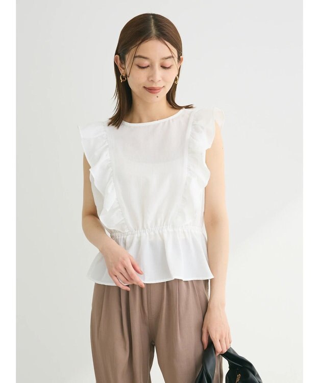 Green Parks ・ＳＵＧＡＲ　ＳＰＯＯＮ　２ｗａｙペプラムブラウス Off White