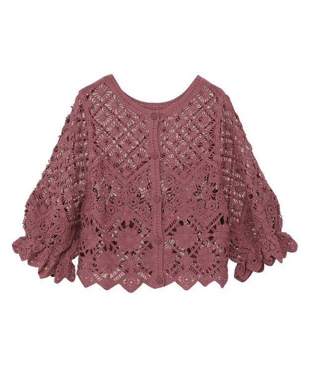 Green Parks ・ＳＵＧＡＲ　ＳＰＯＯＮ　２ｗａｙクロシェカーディガン Pink