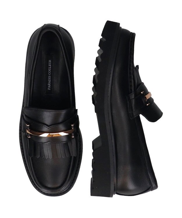 Bridget Birkin 【PARADIS COULEUR】メタルバーフリンジローファー ブラック