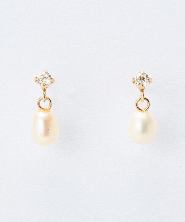 Phoebe 【K10】エリプスパールビジューピアス ゴールド