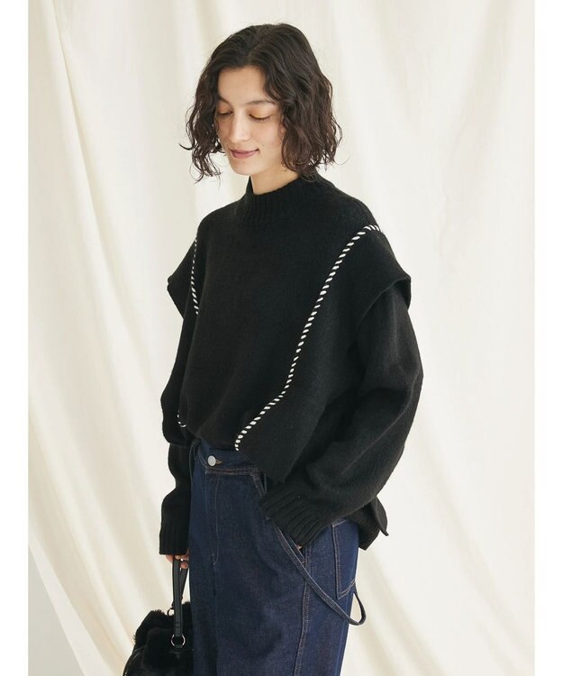 CRAFT STANDARD BOUTIQUE ハンドステッチニットプルオーバー Black