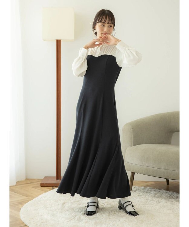 earth music&ecology ビスチェ風ドッキングワンピース Black