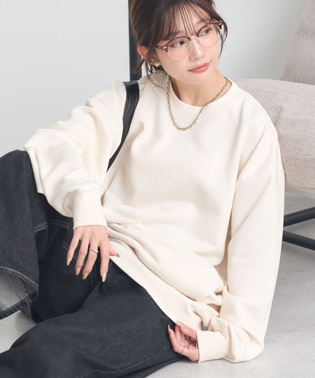 earth music&ecology サイドリブロゴスウェット Ivory