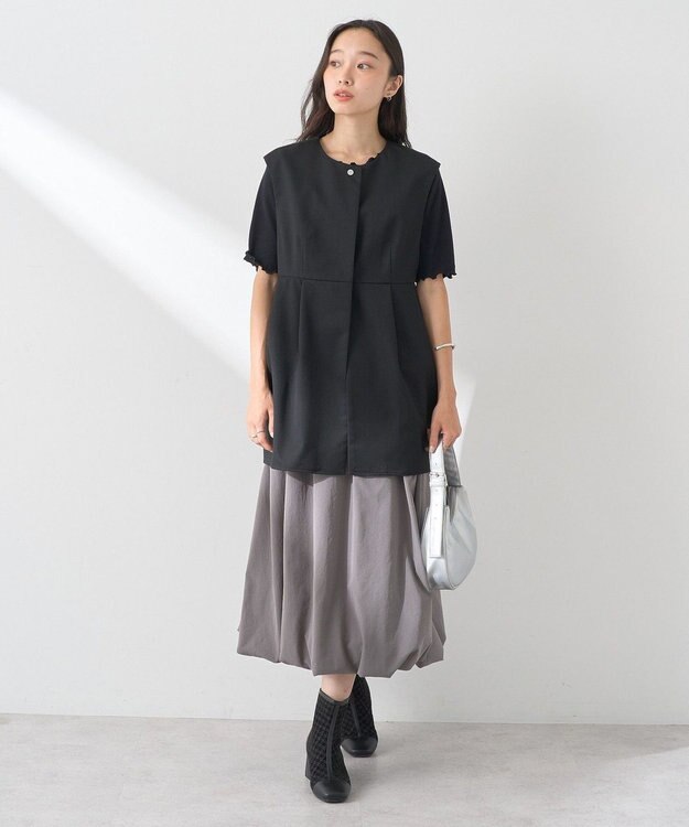 earth music&ecology ペプラムタックジレ Black