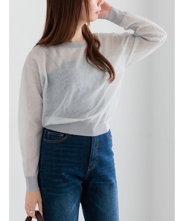 Te chichi シアーレイヤーニット グレー