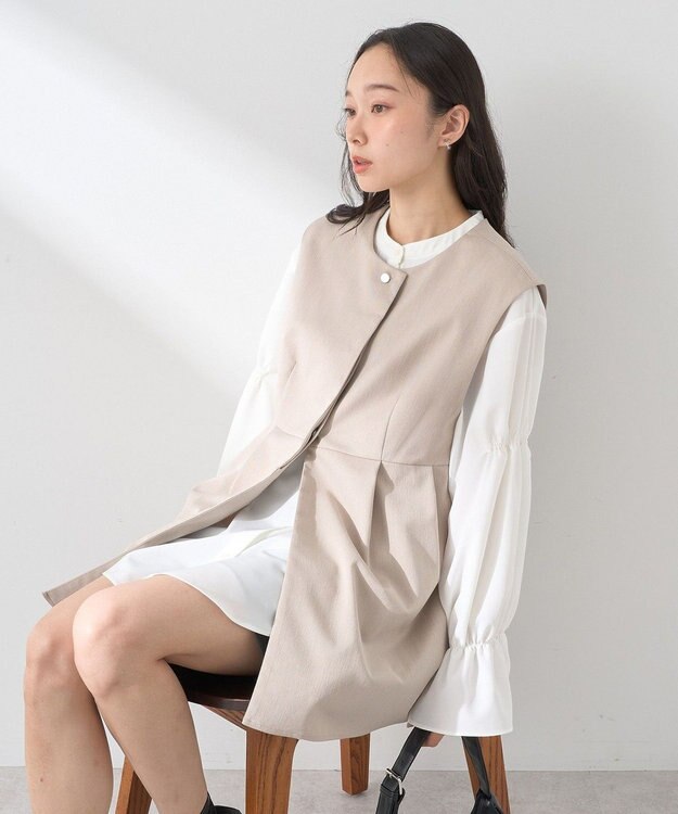 earth music&ecology ペプラムタックジレ Beige